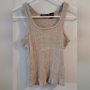 Simply gray tank top cotton spandex Racet Back L